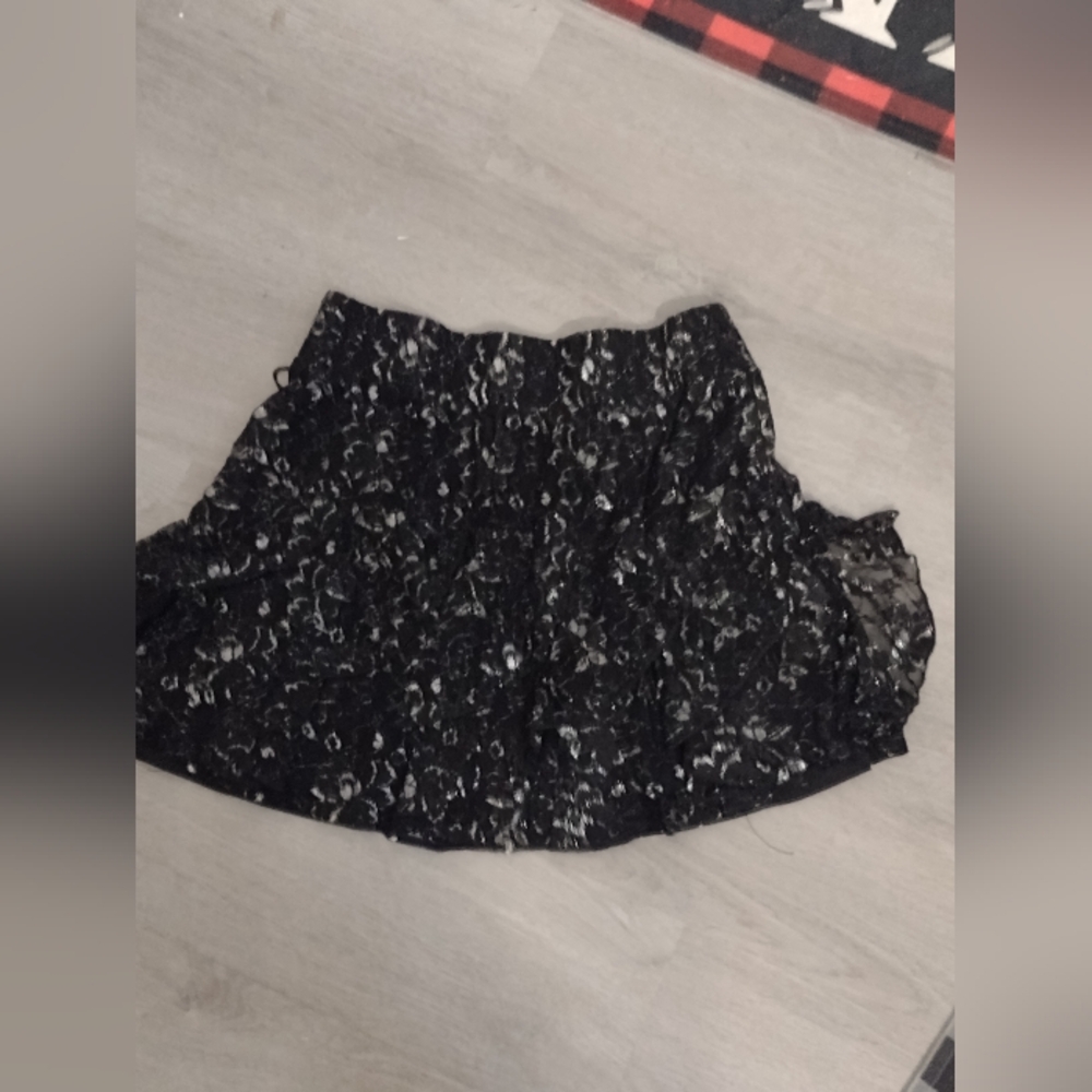 Vanity Black Sequin Skater Mini Skirt Size M.